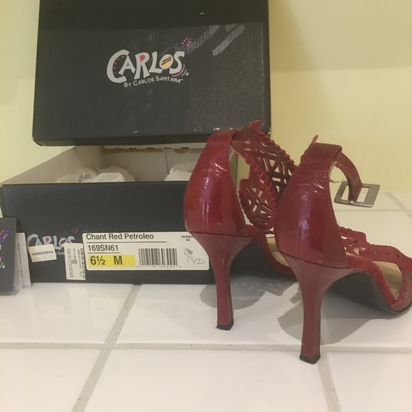Carlos Santana open toed red heels - Picture 3 of 4